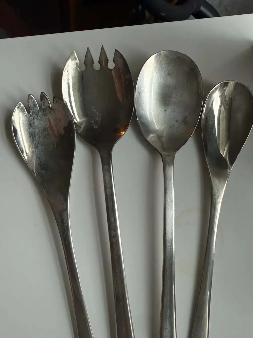 Vintage Silver Plated Sheffield England Salad Serving Utensils Set of 4